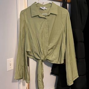 Collared Tie Front Button Down